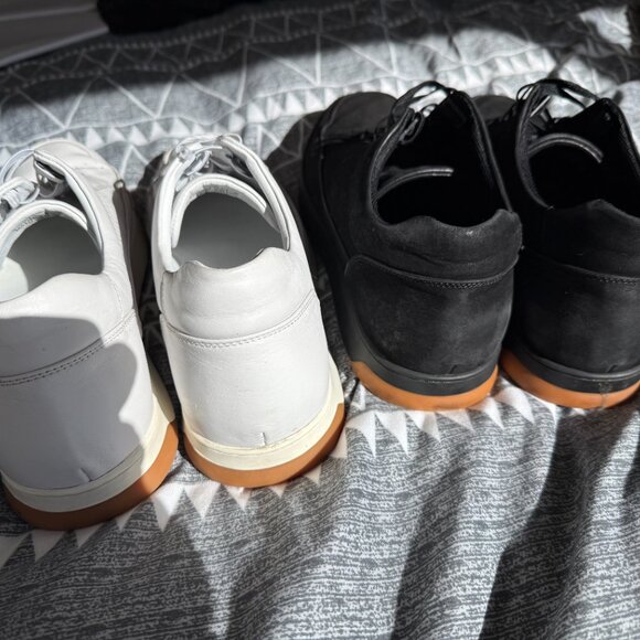 CALTO Sneakers – M11.5 (Fit 12) – White Leather + Black Suede Add 2in Height - Picture 5 of 9